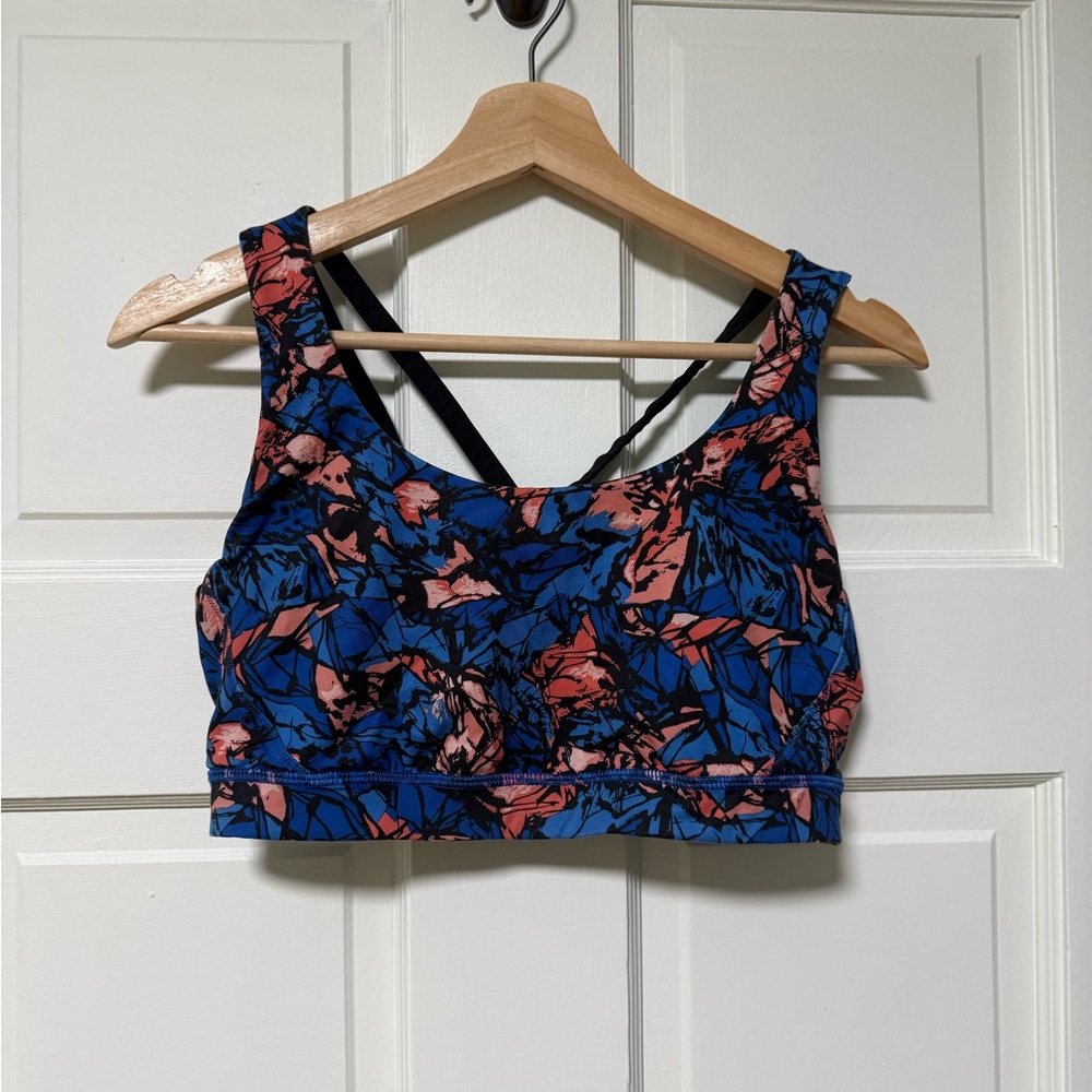 lululemon athletica Blue & Coral Abstract Print Sports Bra